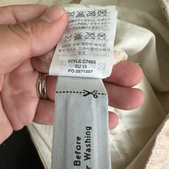 2/$30 J. Crew Linen Garden Pants High Rise Ivory Bronze Metallic 0 #8412 - Picture 5 of 7